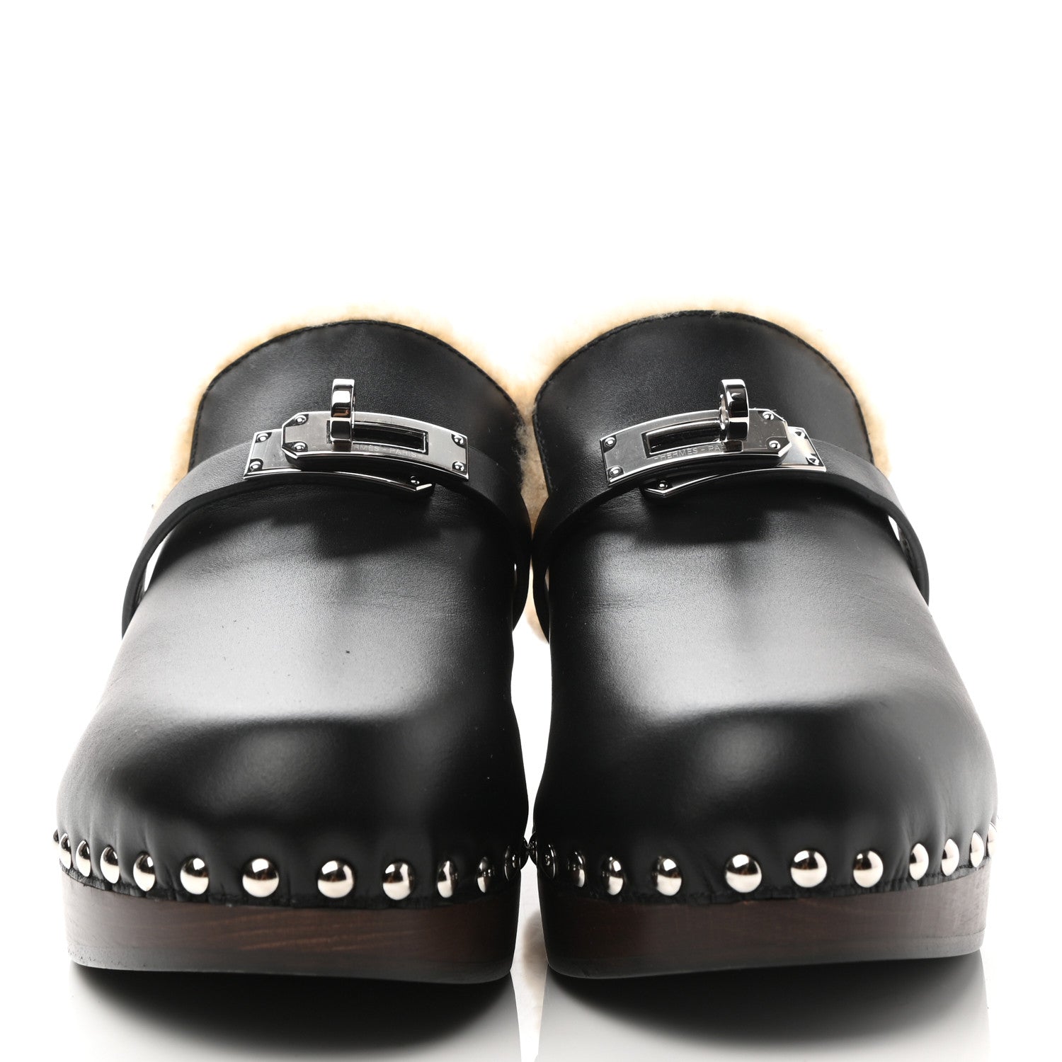 Hermes Calfskin Wool Carlotta Mules 35 Black 2 of 9