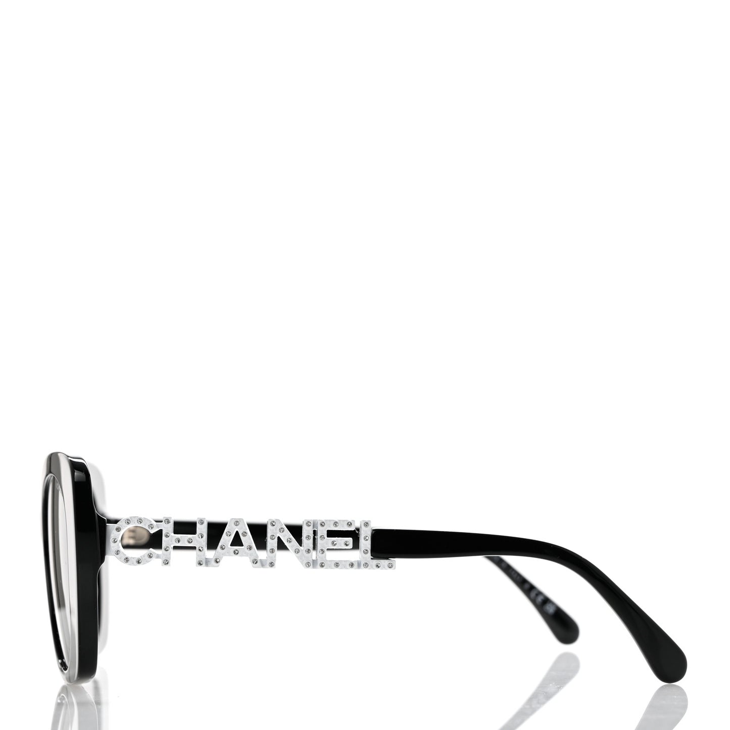 Acetate Strass Square Sunglasses 5422-B-A Black White