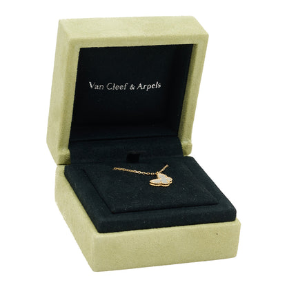Van Cleef & Arpels 18K Yellow Gold Mother of Pearl Sweet Alhambra Butterfly Pendant Necklace 5 of 6