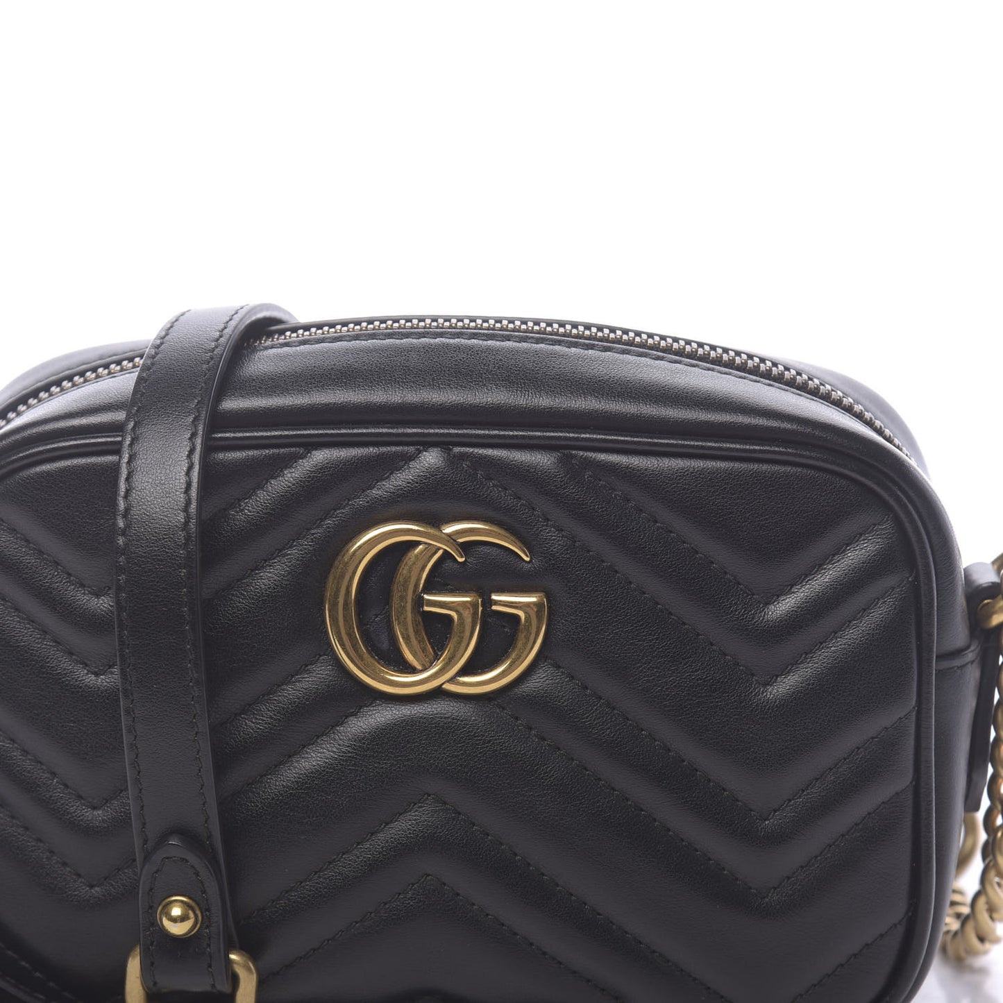 Calfskin Matelasse Mini GG Marmont Chain Shoulder Bag Black