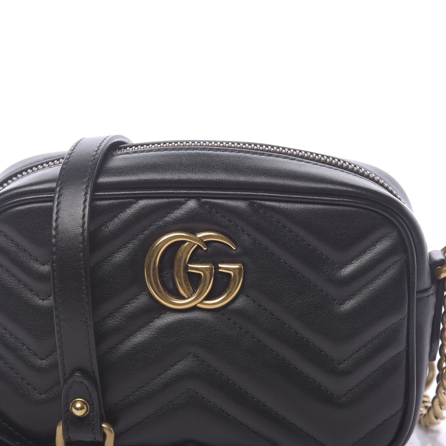 Gucci Calfskin Matelasse Mini GG Marmont Chain Shoulder Bag Black 10 of 10