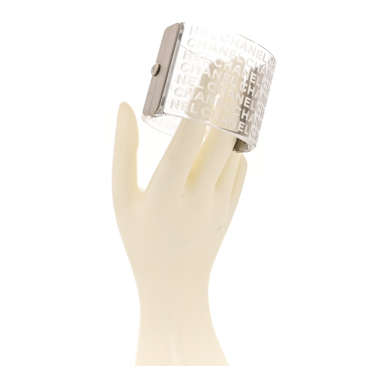 Chanel Metal Resin Logo Cuff Transparent 2 of 4