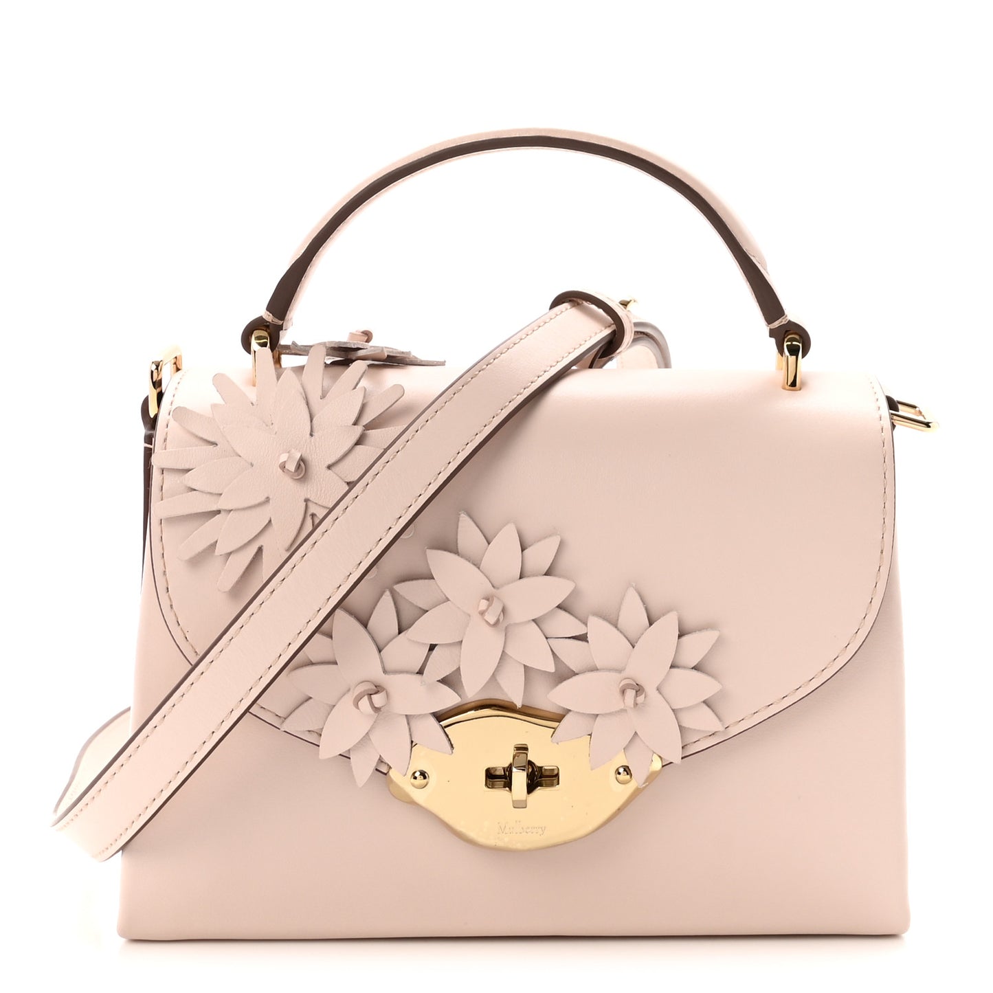 High Gloss Calfskin Flowers Lana Small Top Handle Blossom Pink