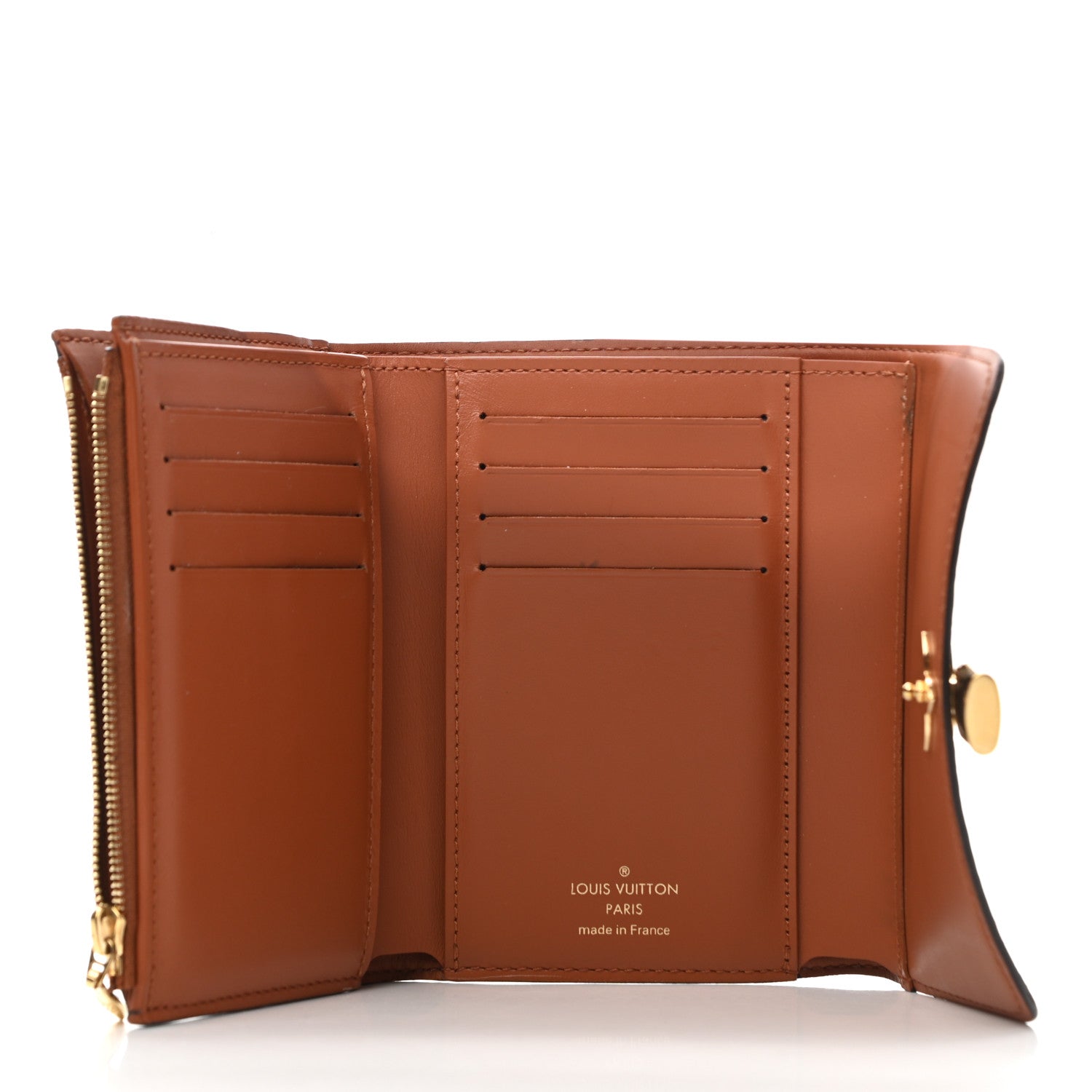 Louis Vuitton Monogram Flower Lock Compact Wallet Caramel 5 of 10
