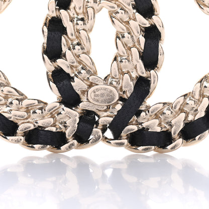 Chanel Lambskin Crystal Vintage Allure CC Chain Brooch Black Gold 4 of 5