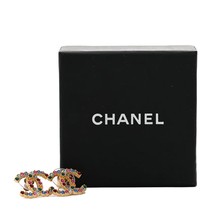 Chanel Crystal Over The Rainbow CC Earrings Gold Multicolor 5 of 5