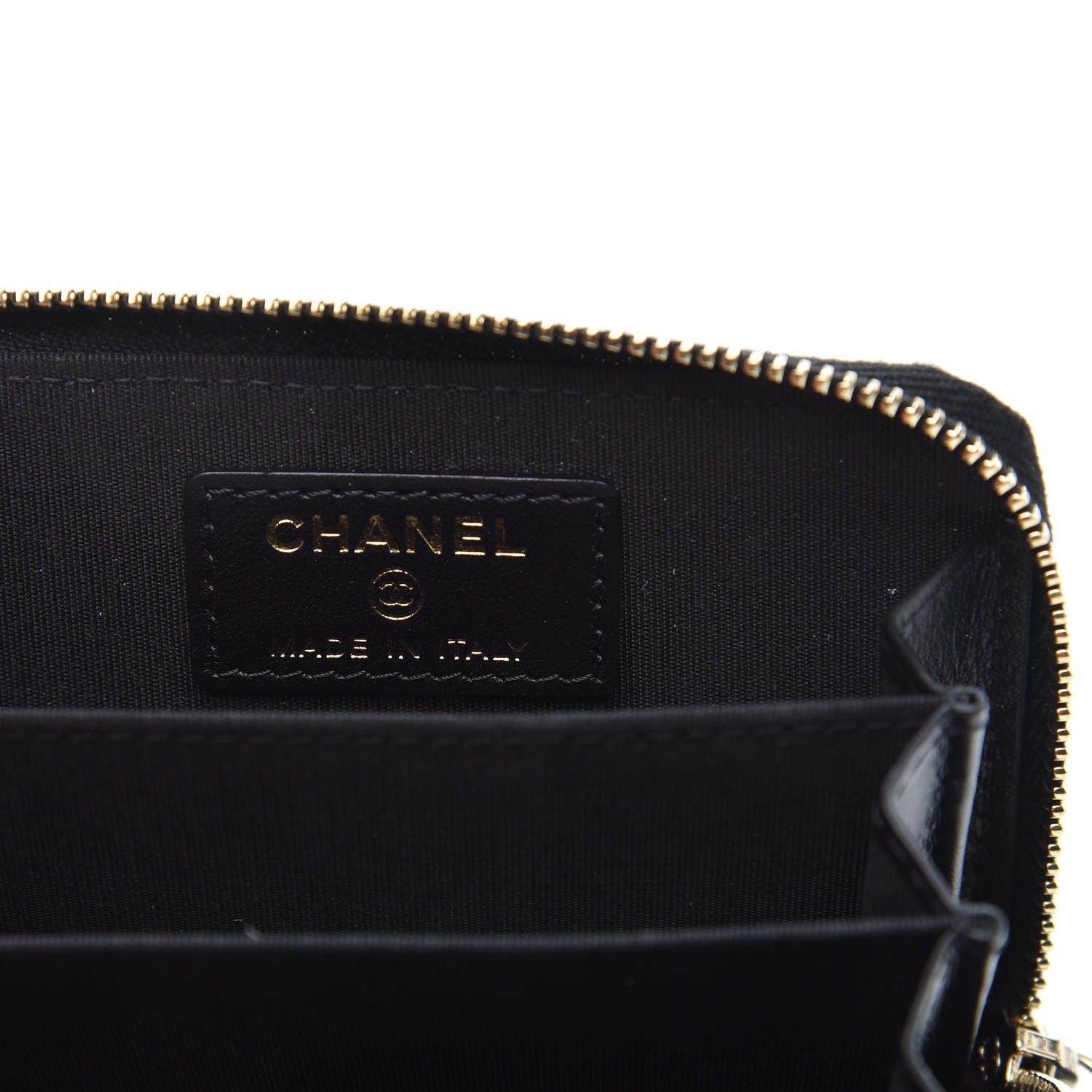 Chanel Caviar Camellia Embossed Zip Coin Purse Black 6 of 10