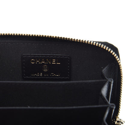 Chanel Caviar Camellia Embossed Zip Coin Purse Black 6 of 10