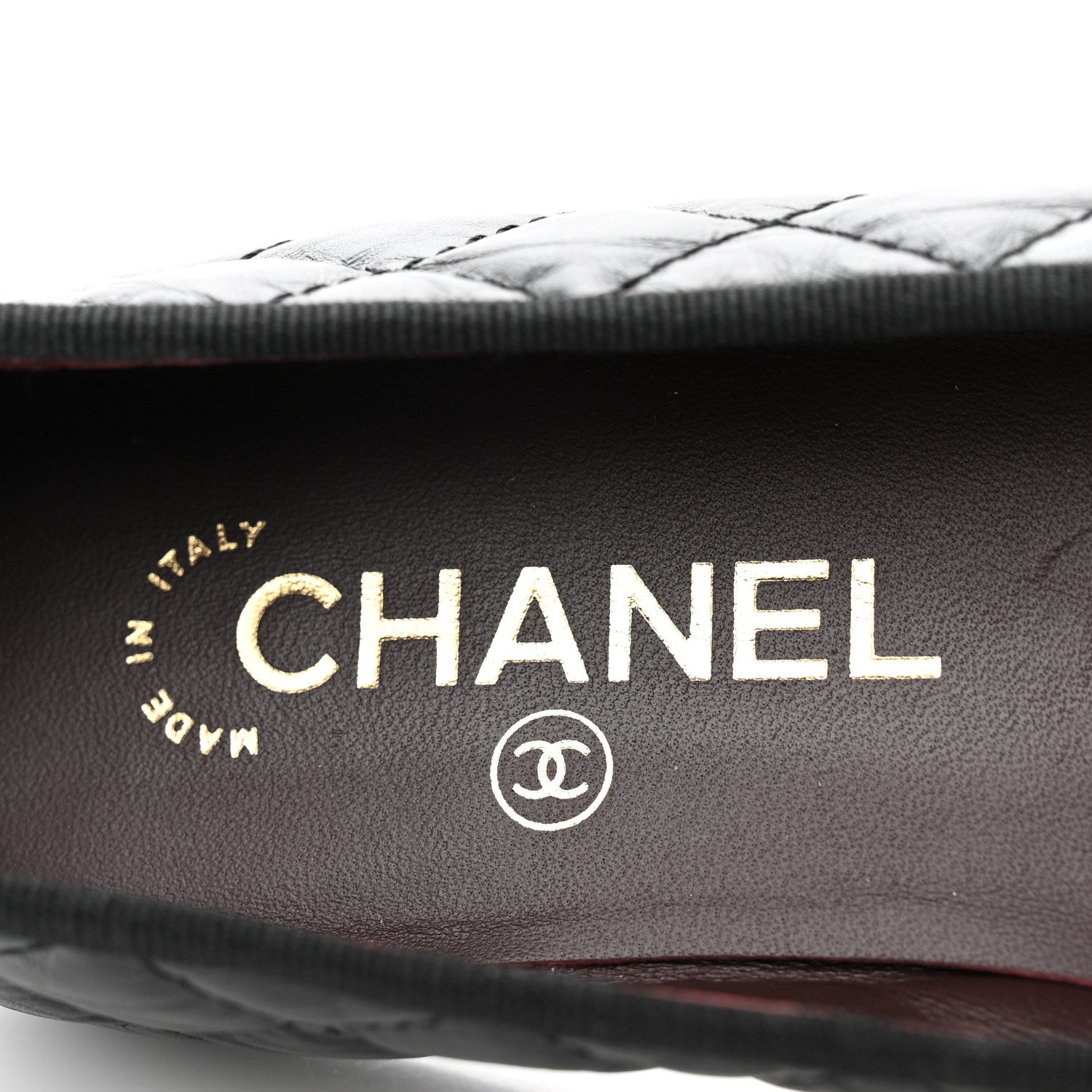 Chanel Aged Calfskin Quilted CC Cap Toe Ballerina Flats 37 Black 7 of 9