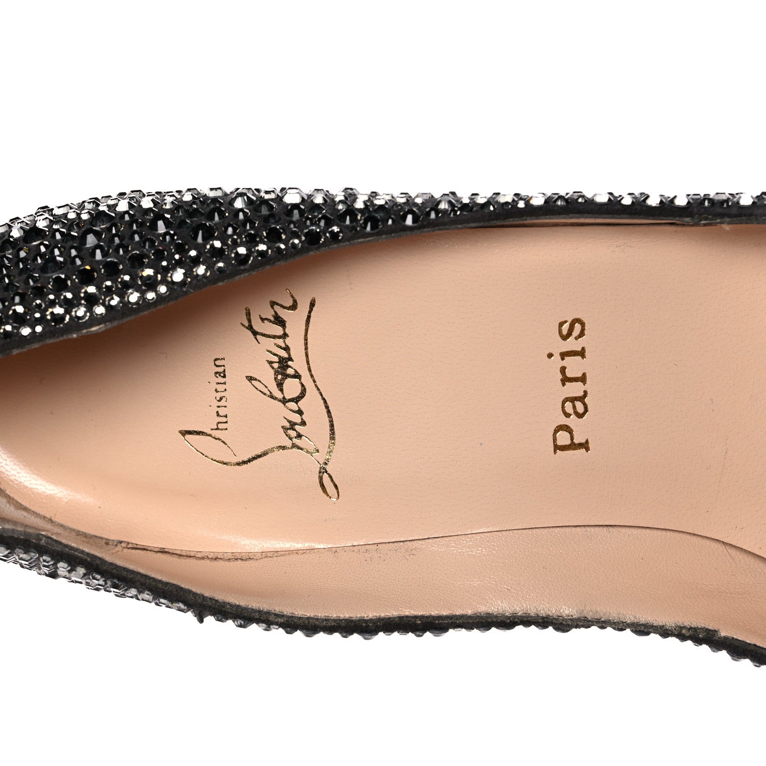 Christian Louboutin Suede Crystal Sexy Strass Peep Toe Pumps 40 Black Diamond 7 of 11