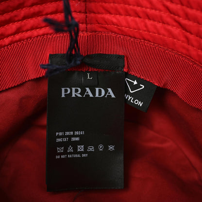 Prada Re-Nylon Metal Triangle Logo Mens Bucket Hat L Rosso 7 of 7