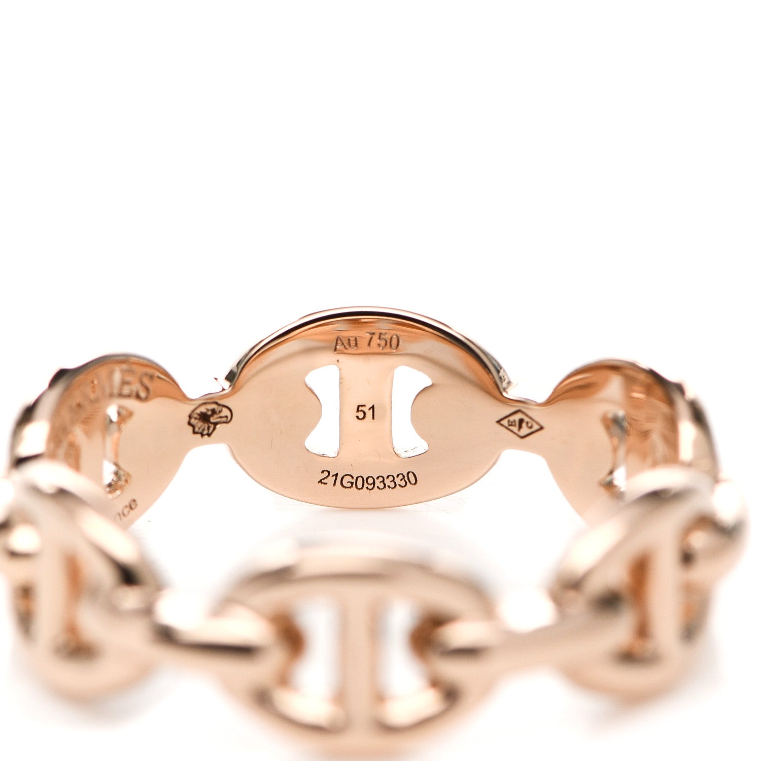 Hermes 18K Rose Gold PM Chaine D'Ancre Enchainee Ring 51 5.75 5 of 6