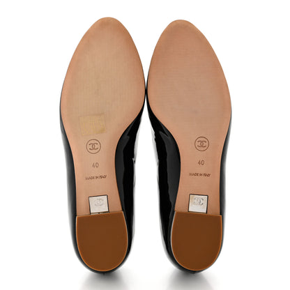 Chanel Patent Mirrored Peep Toe Flats 40 Black 5 of 8