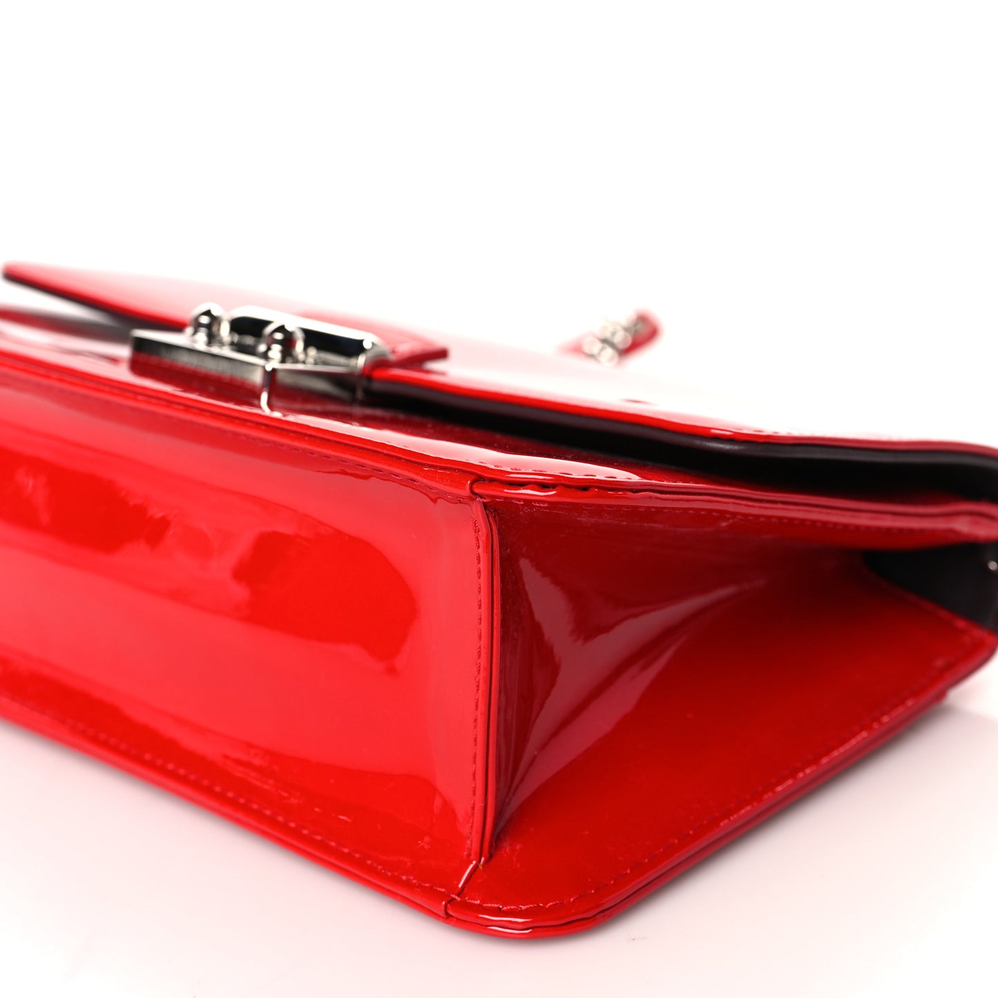 Metallic Box Patent Calfskin Miss Dior Promenade Pouch Red