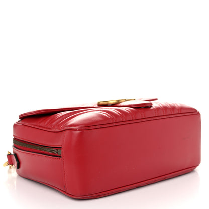 Gucci Calfskin Matelasse Sylvie Web Small GG Marmont Top Handle Shoulder Bag Hibiscus Red 3 of 11