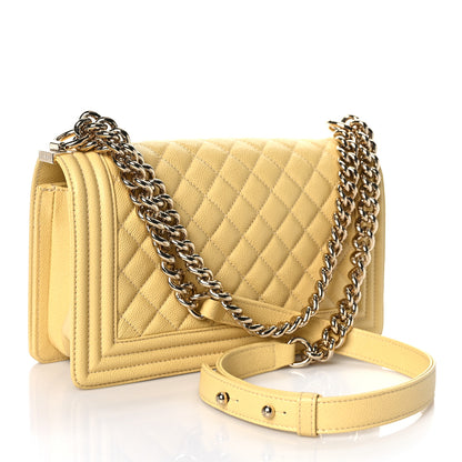 Chanel Caviar Quilted Medium Boy Flap Yellow 2 of 8