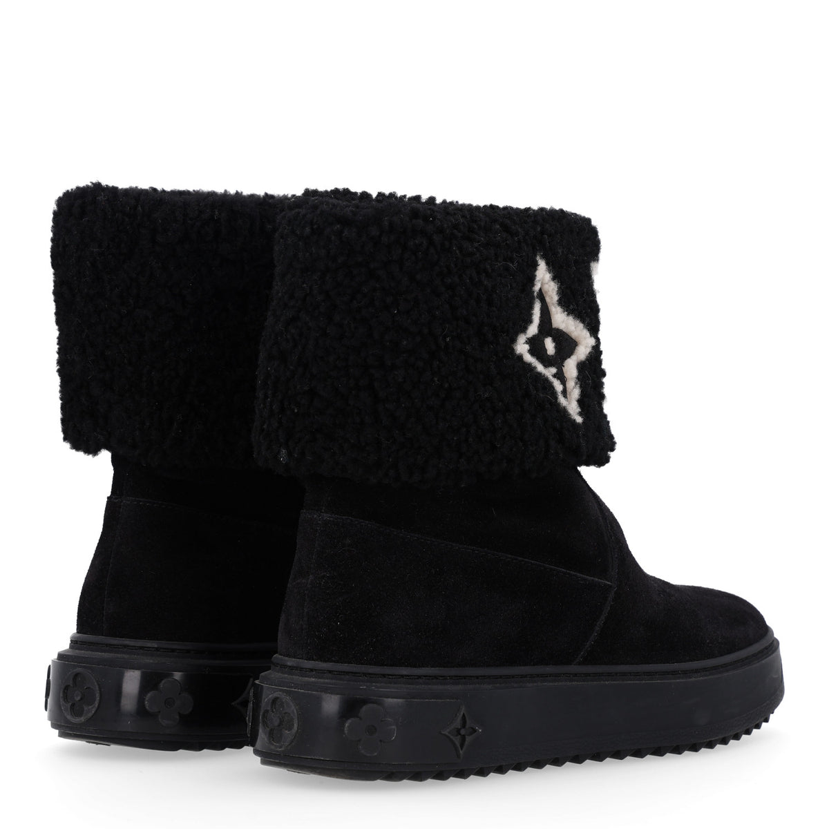 Louis Vuitton Suede Calfskin Shearling Snowdrop Flat Ankle Boot 36 Black 5 of 10