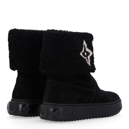 Louis Vuitton Suede Calfskin Shearling Snowdrop Flat Ankle Boot 36 Black 5 of 10