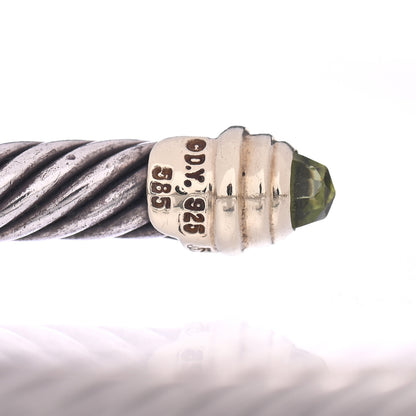David Yurman Sterling Silver 14K Yellow Gold Peridot 5mm Cable Classics Petite Color Bracelet 4 of 4