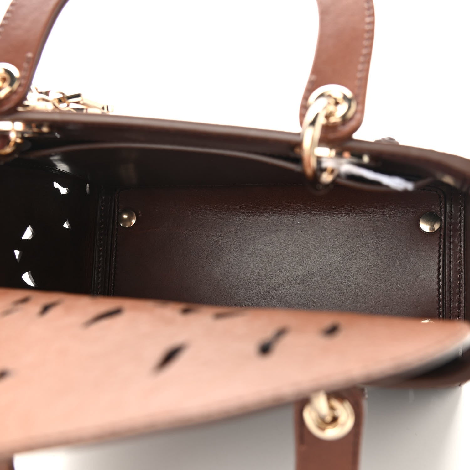 Christian Dior Calfskin Laser Cut Medium Lady Dior Brown 5 of 8