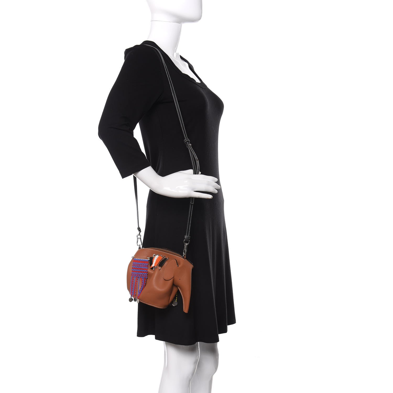 Loewe Calfskin Mini Knot On My Planet Elephant Crossbody Bag Tan Multi 2 of 10