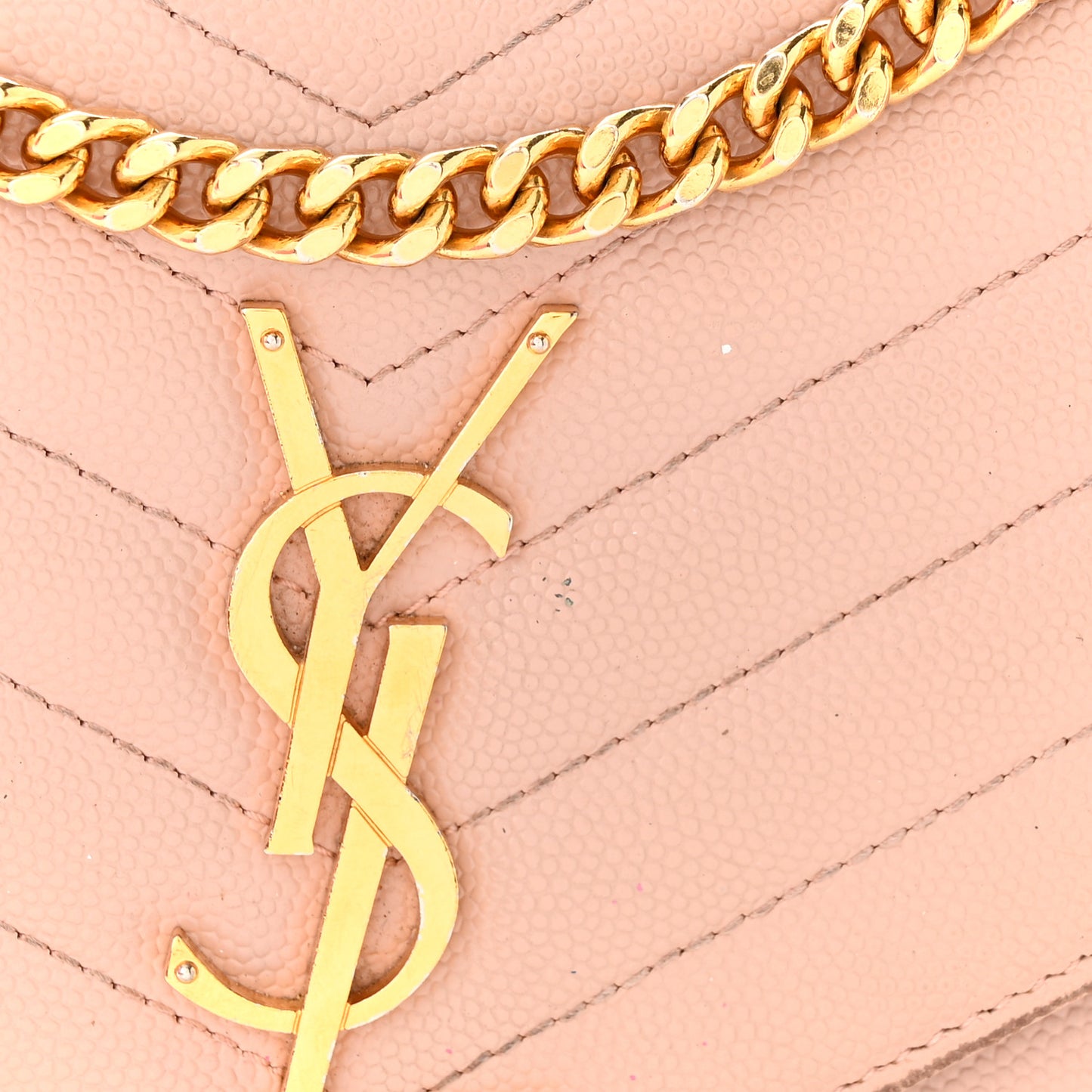 Grain De Poudre Matelasse Chevron Monogram Chain Wallet Pale Pink
