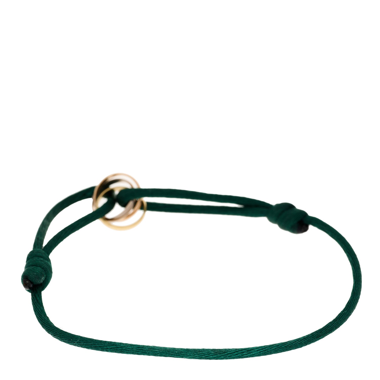 Cartier 18k Pink Yellow White Gold Trinity Adjustable Cord Bracelet Green 2 of 5