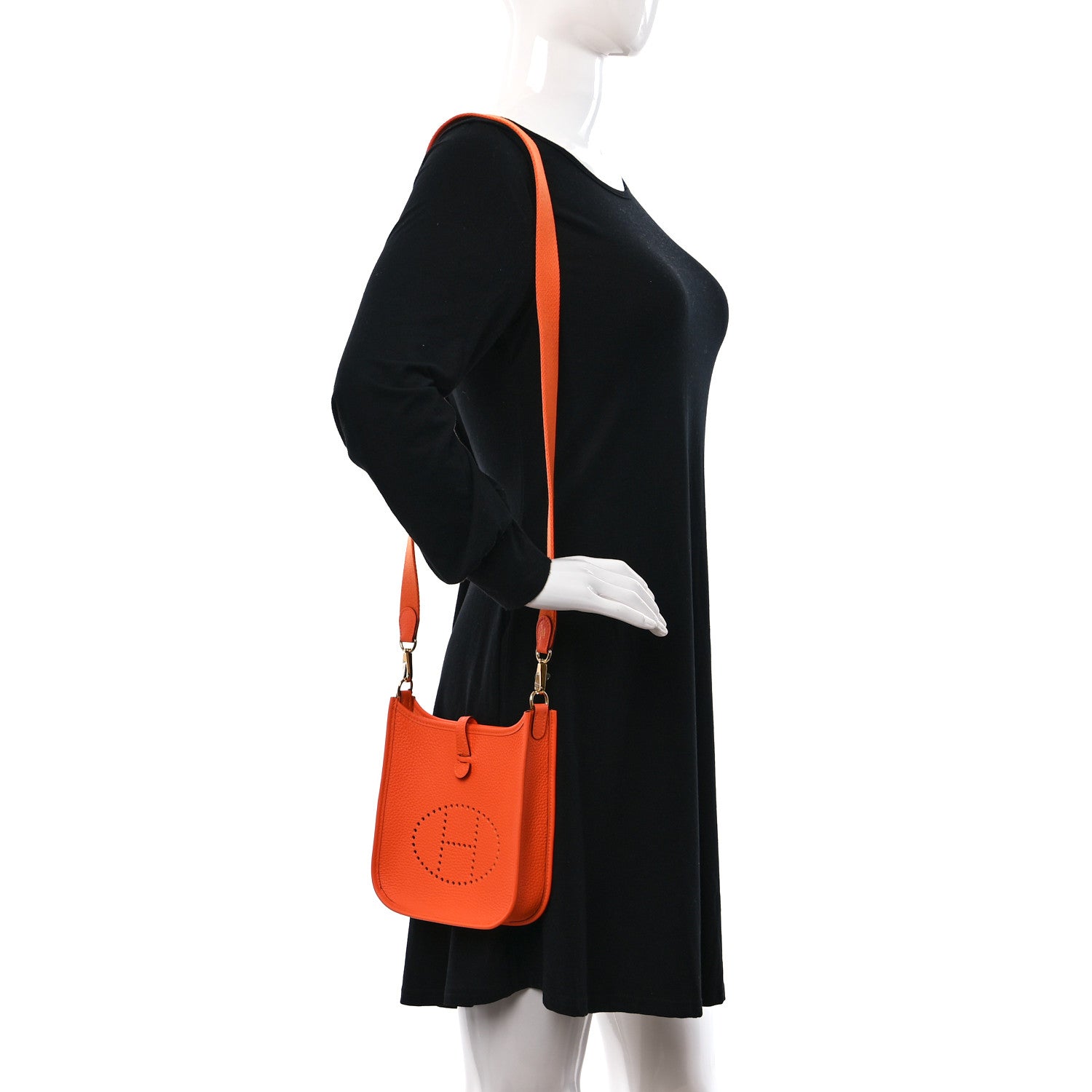 Hermes Taurillon Clemence Evelyne TPM Orange 2 of 10
