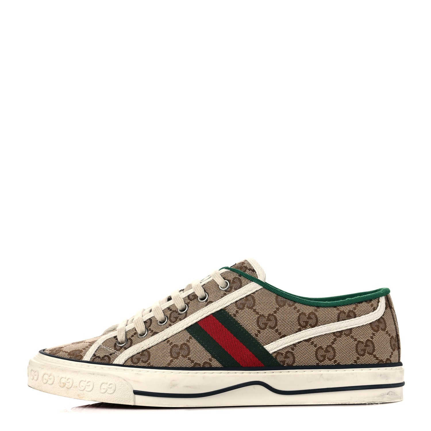 Gucci GG Monogram Web Mens 1977 Tennis Sneakers 8 Beige Ebony Mystic White 1 of 8