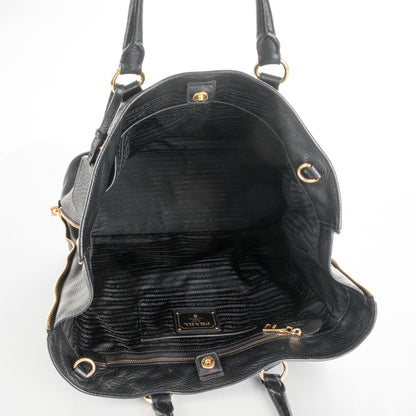 Prada Cervo Deerskin Side Zip Tote Nero Black 6 of 12