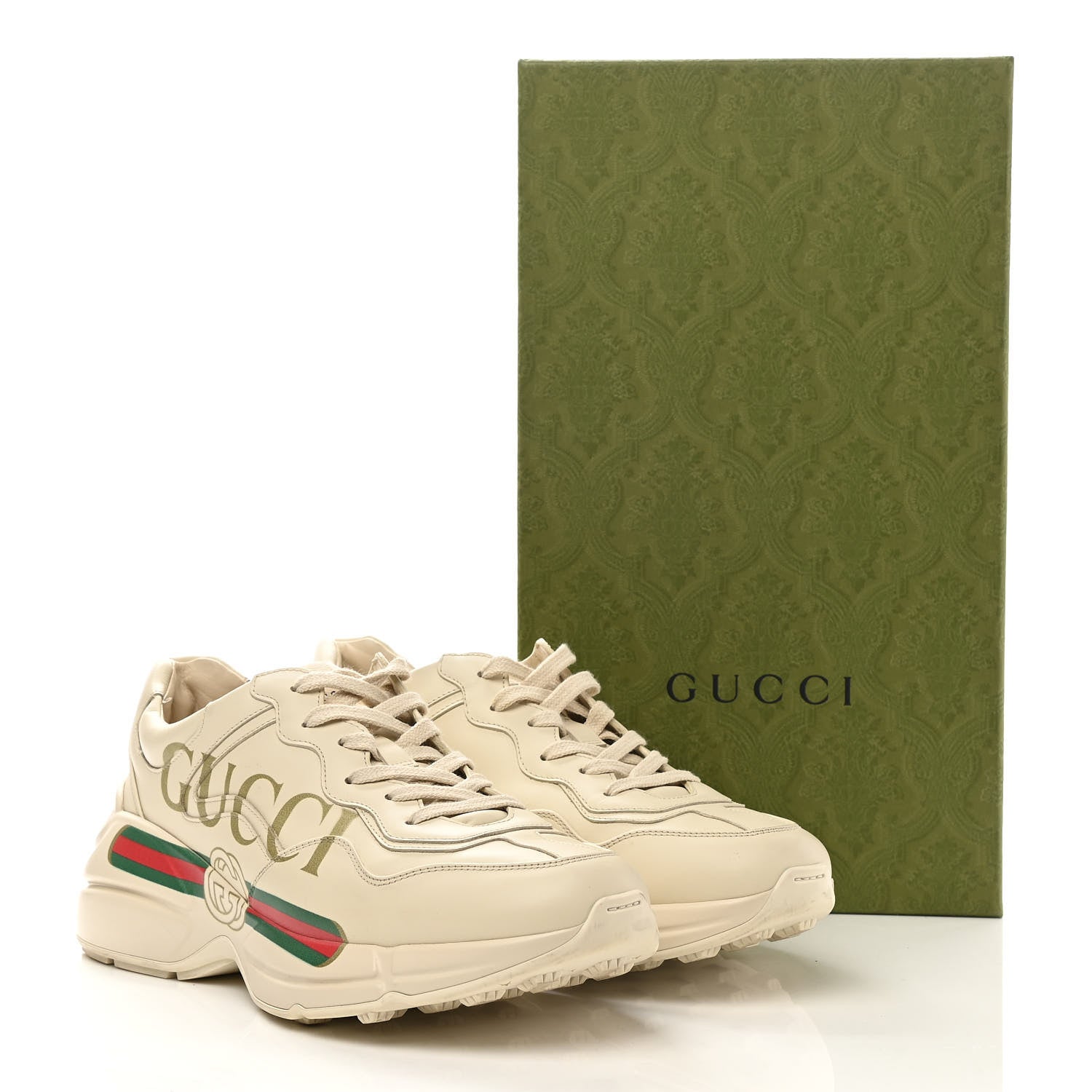 Gucci Calfskin Logo Womens Rhyton Sneakers 41 Ivory 11 of 11