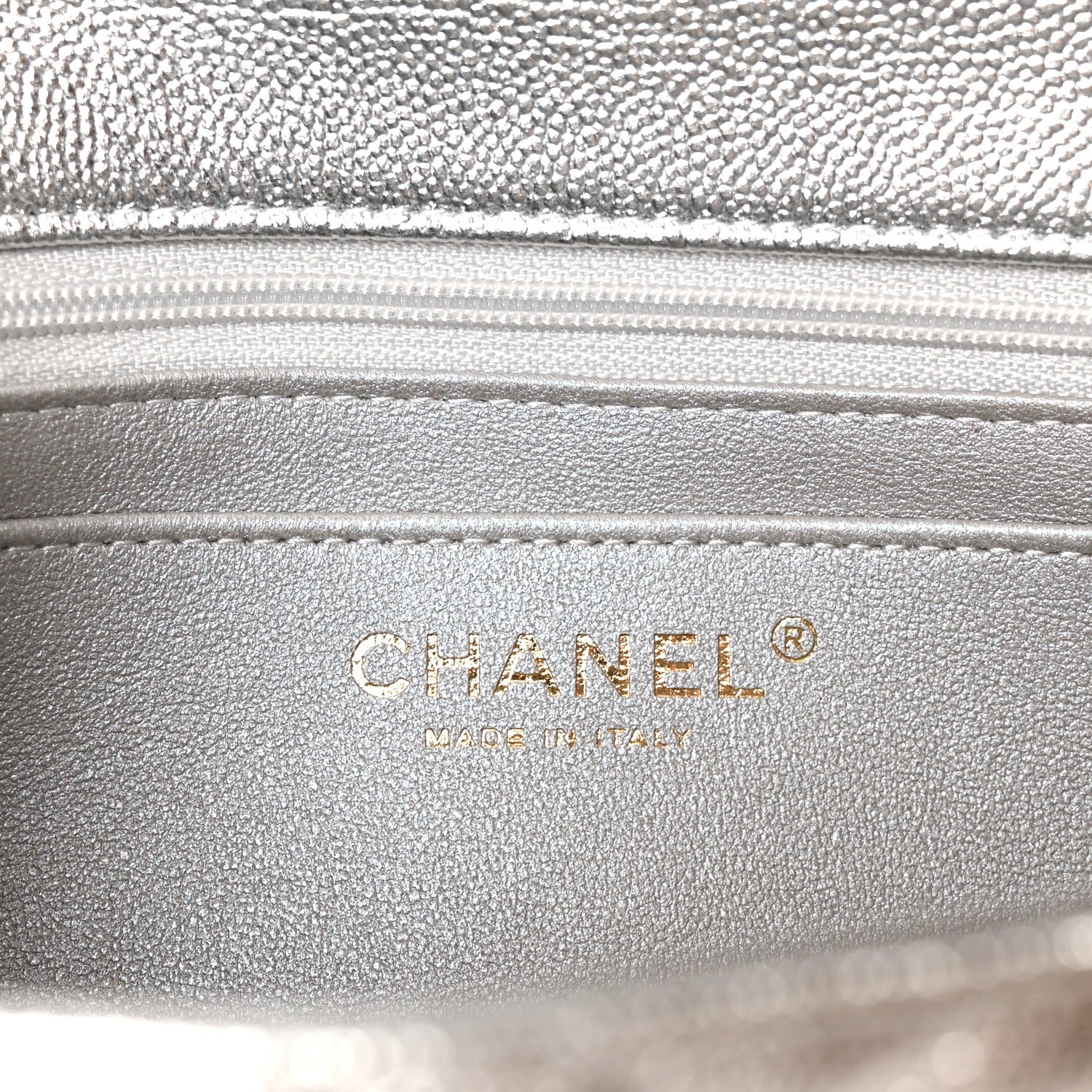 Chanel Metallic Caviar Quilted Top Handle East West Flap Silver 6 of 12