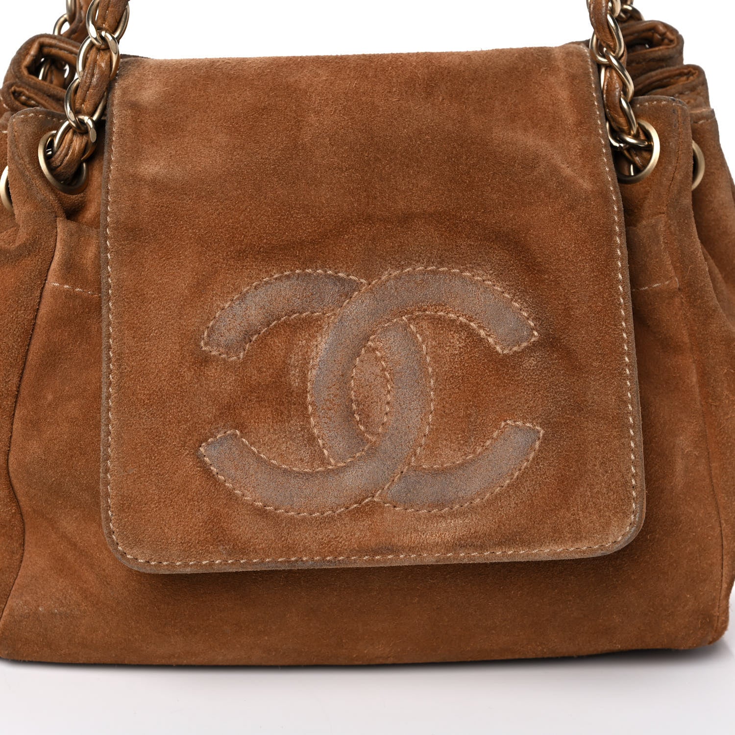 Chanel Suede Accordion Flap Brown 9 of 12
