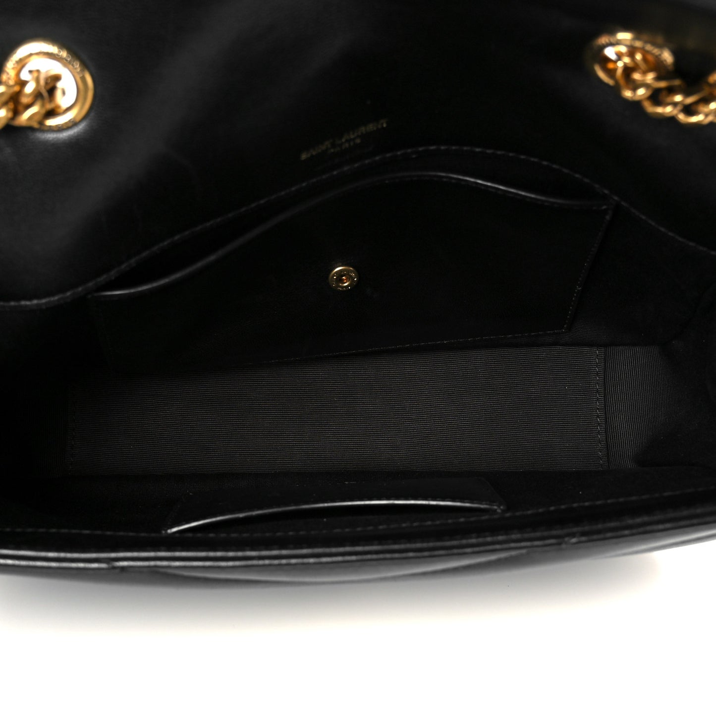 Lambskin Chevron Quilted Small Loulou Black