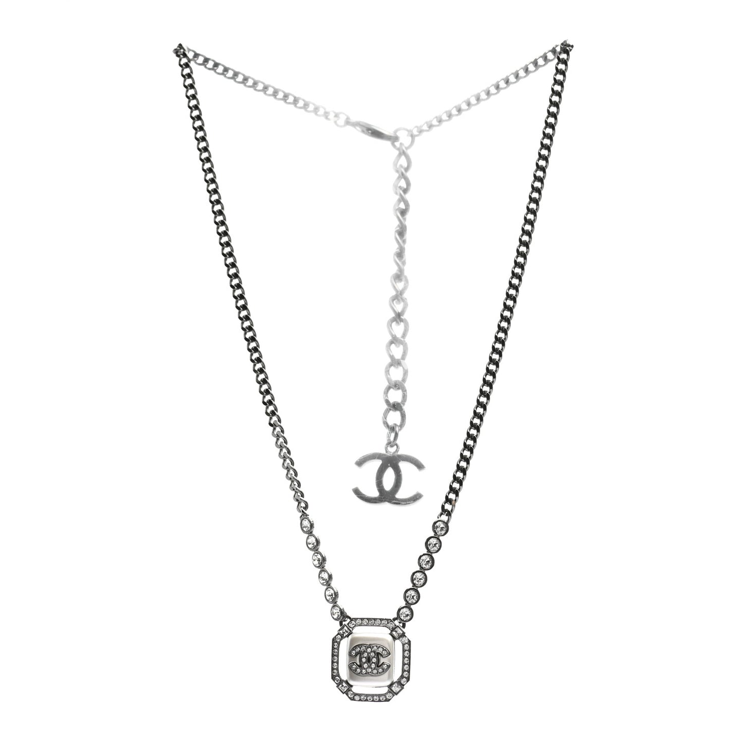 Ruthenium Crystal Pearl CC Necklace