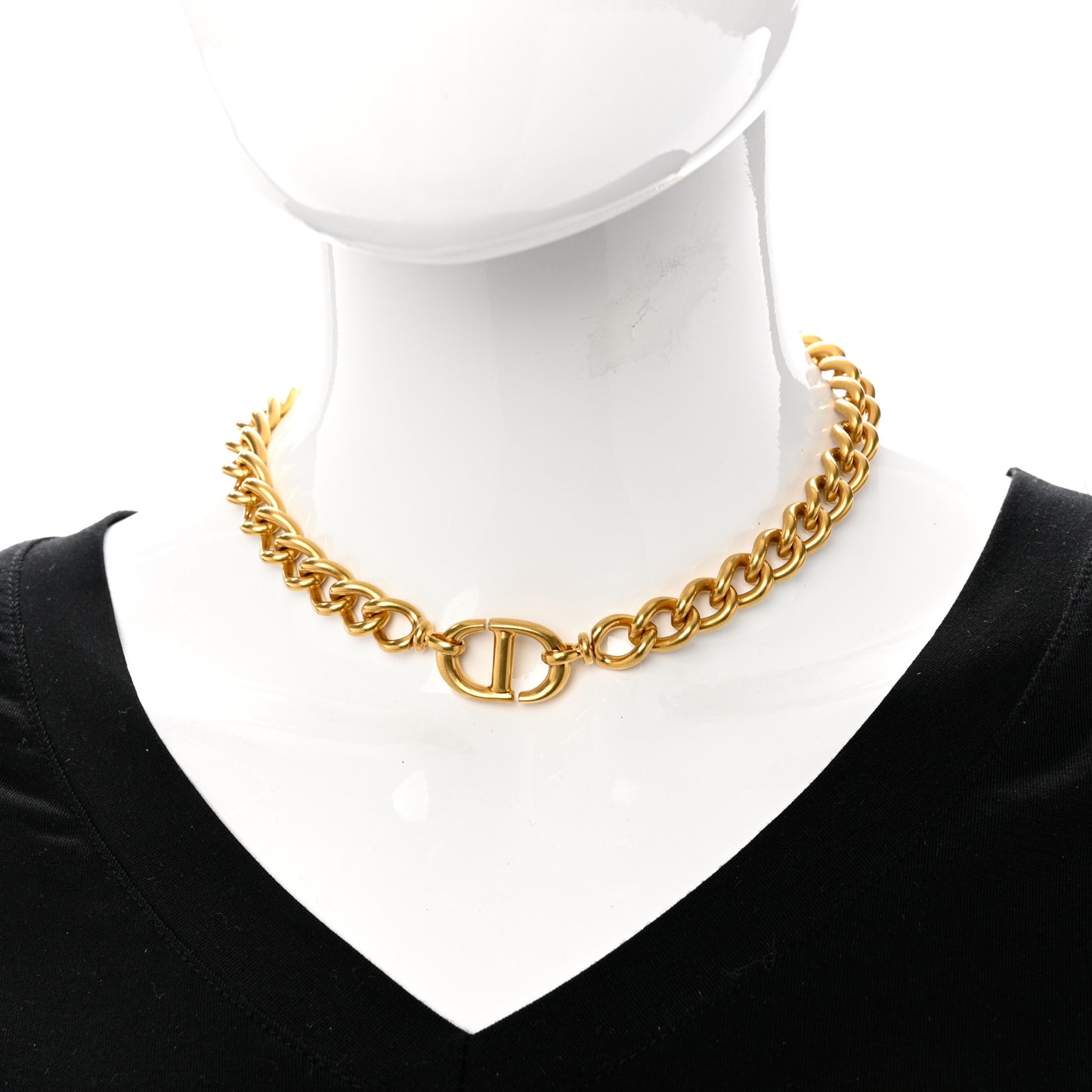 Metal CD Navy Choker Necklace Gold
