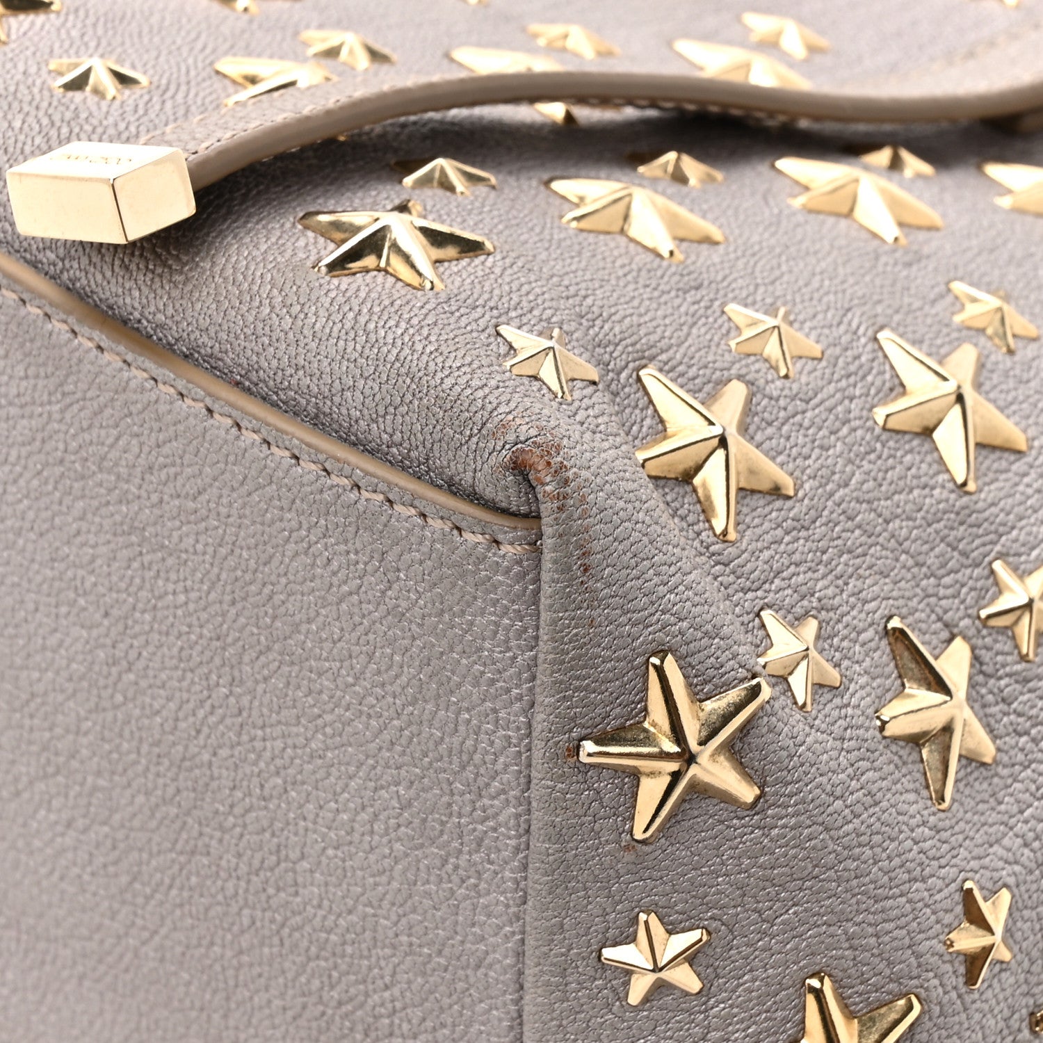 Jimmy Choo Metallic Calfskin Sasha Star Studded Tote Silver 8 of 11
