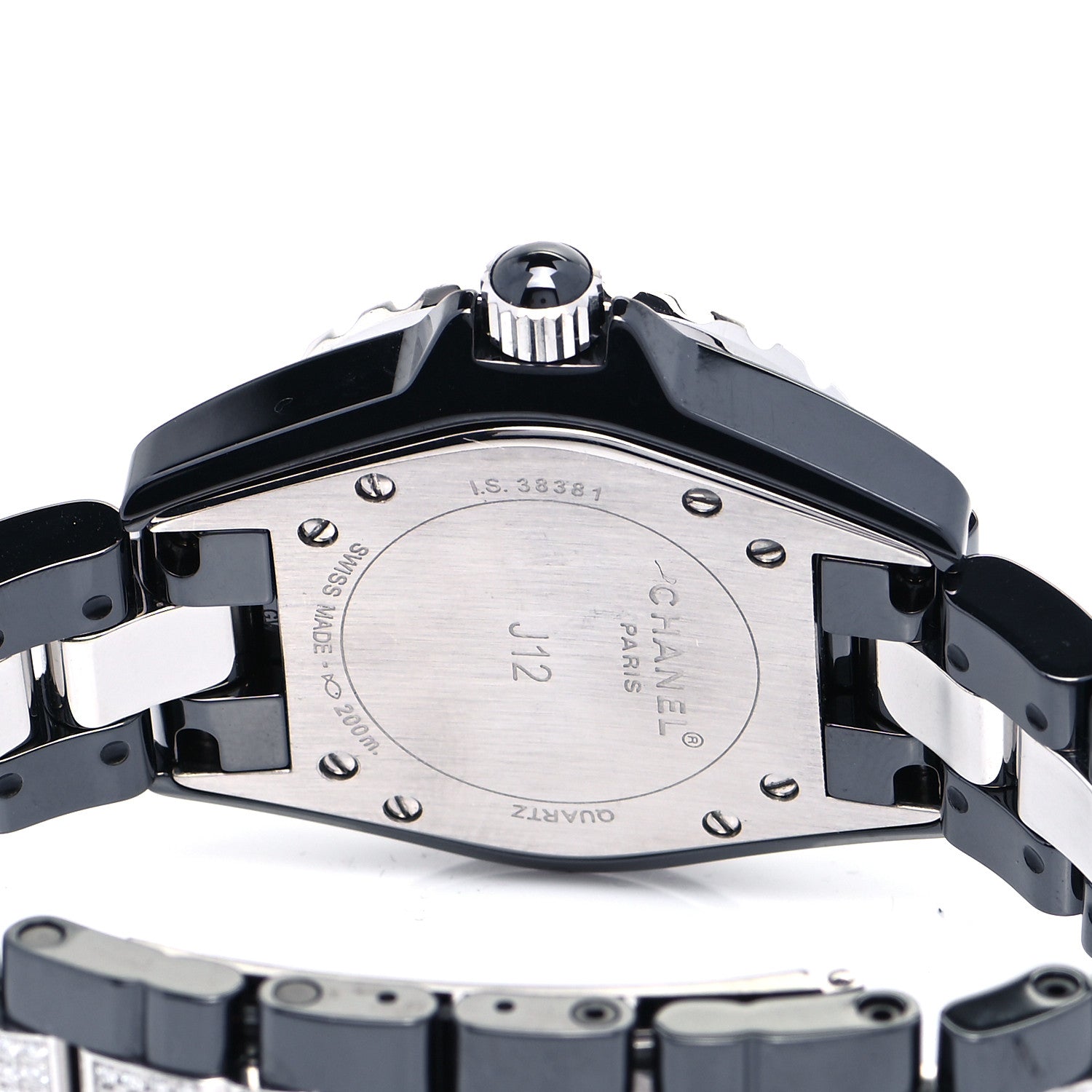 Chanel Stainless Steel Ceramic Diamond Pave Bezel 33mm J12 Automatic Watch Black 4 of 5