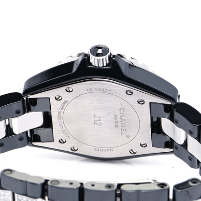 Chanel Stainless Steel Ceramic Diamond Pave Bezel 33mm J12 Automatic Watch Black 4 of 5