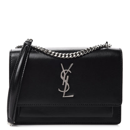 Saint Laurent Calfskin Monogram Sunset Chain Wallet Black 1 of 12