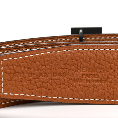 Hermes Chamonix 135 Togo Constance Belt 85 34 Black Gold 5 of 7