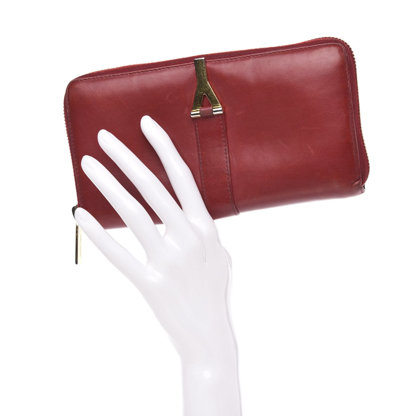 Calfskin Classic Y Ligne Zip Around Wallet Red