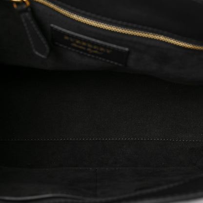 Burberry Suede Calfskin Watersnake Medium Buckle Tote Black Gold 4 of 6