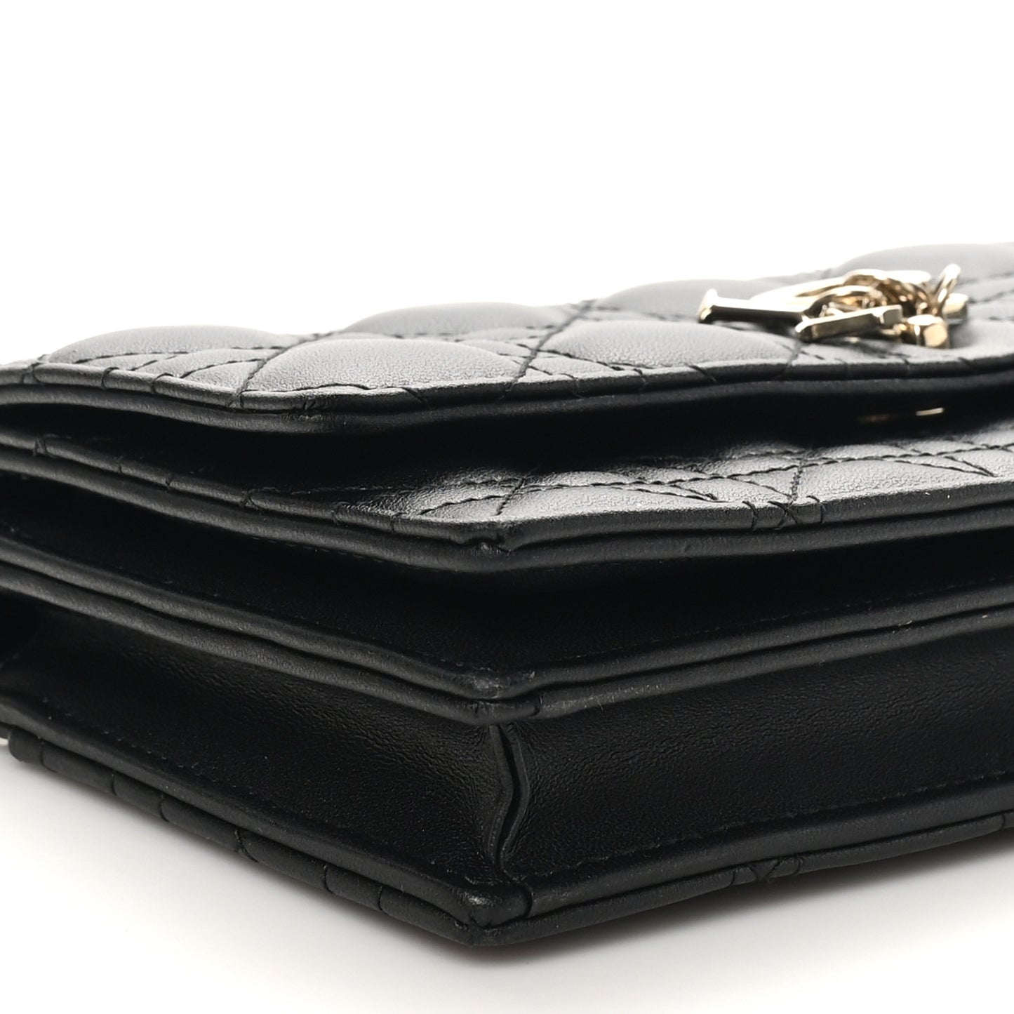 Lambskin Lady Dior Top Handle Clutch Black