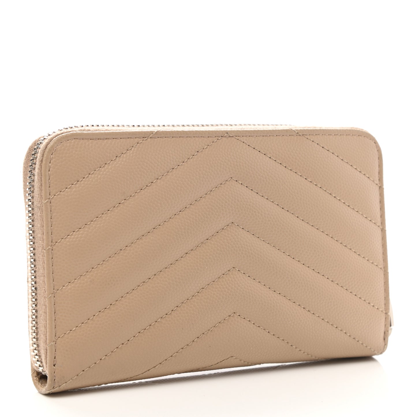 Grain De Poudre Matelasse Chevron Monogram Zip Around Wallet Beige