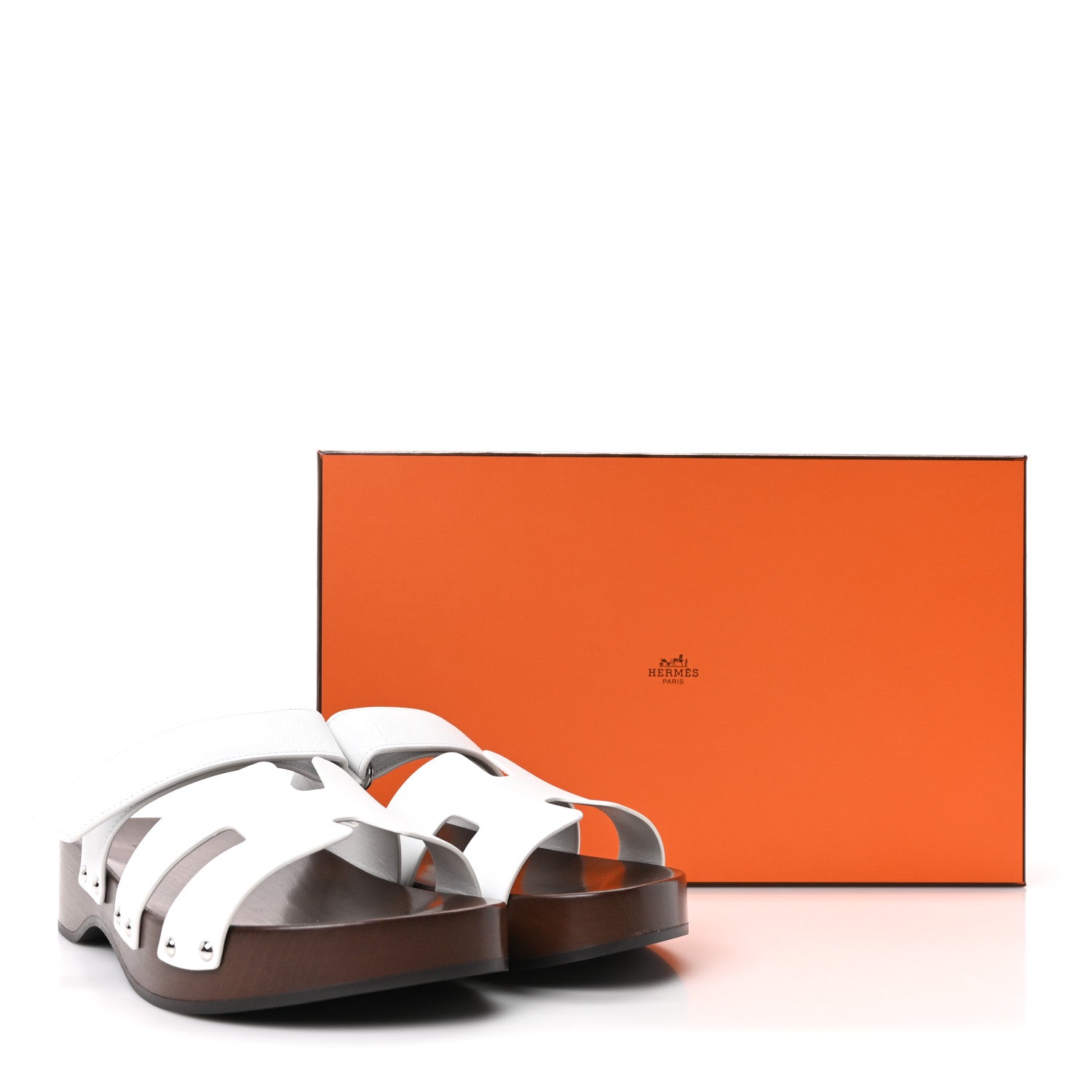 Hermes Calfskin Womens Kos Clog 39 White 10 of 10