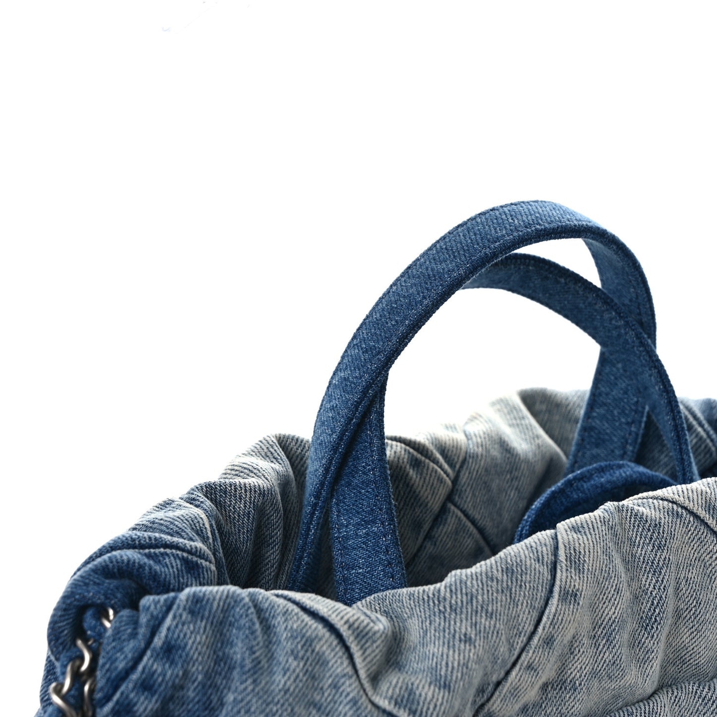 Denim Quilted Chanel 22 Backpack Blue