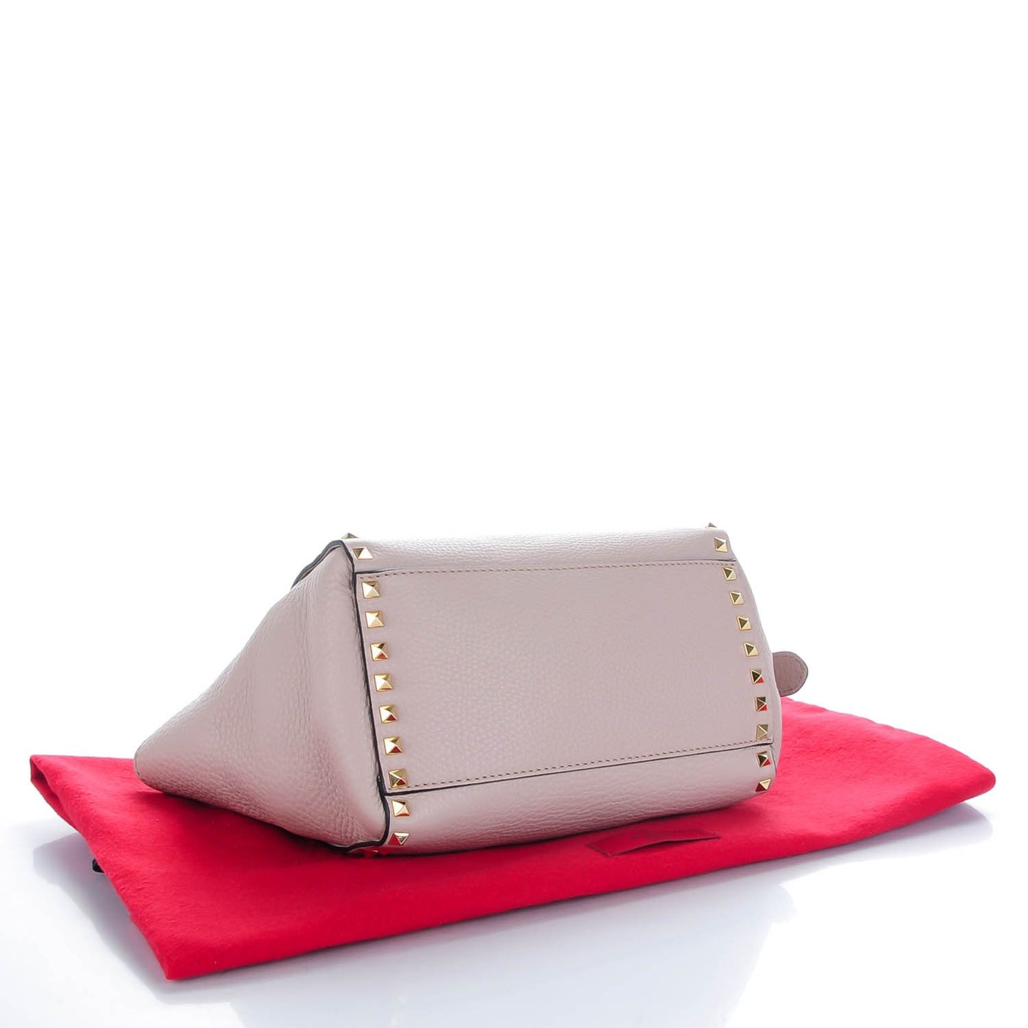 Grained Calfskin Small Rockstud Double Handle Tote Poudre