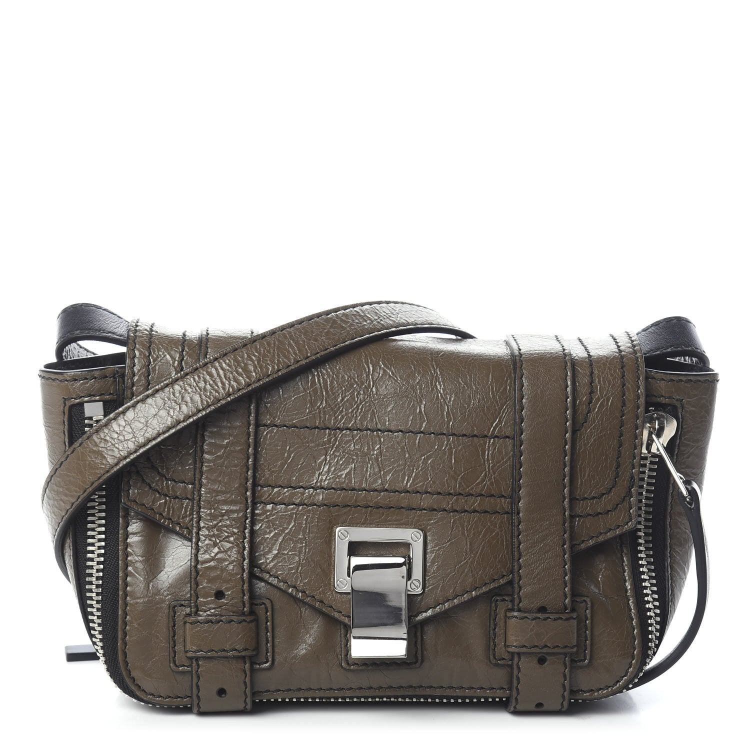 Proenza Schouler Crinkled Calfskin PS1 Mini Zip Crossbody Smoke 1 of 8