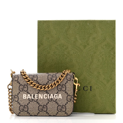 Balenciaga GUCCI X BALENCIAGA GG Supreme Monogram Logo Mini Cash Wallet on Chain Beige Ebony 11 of 11